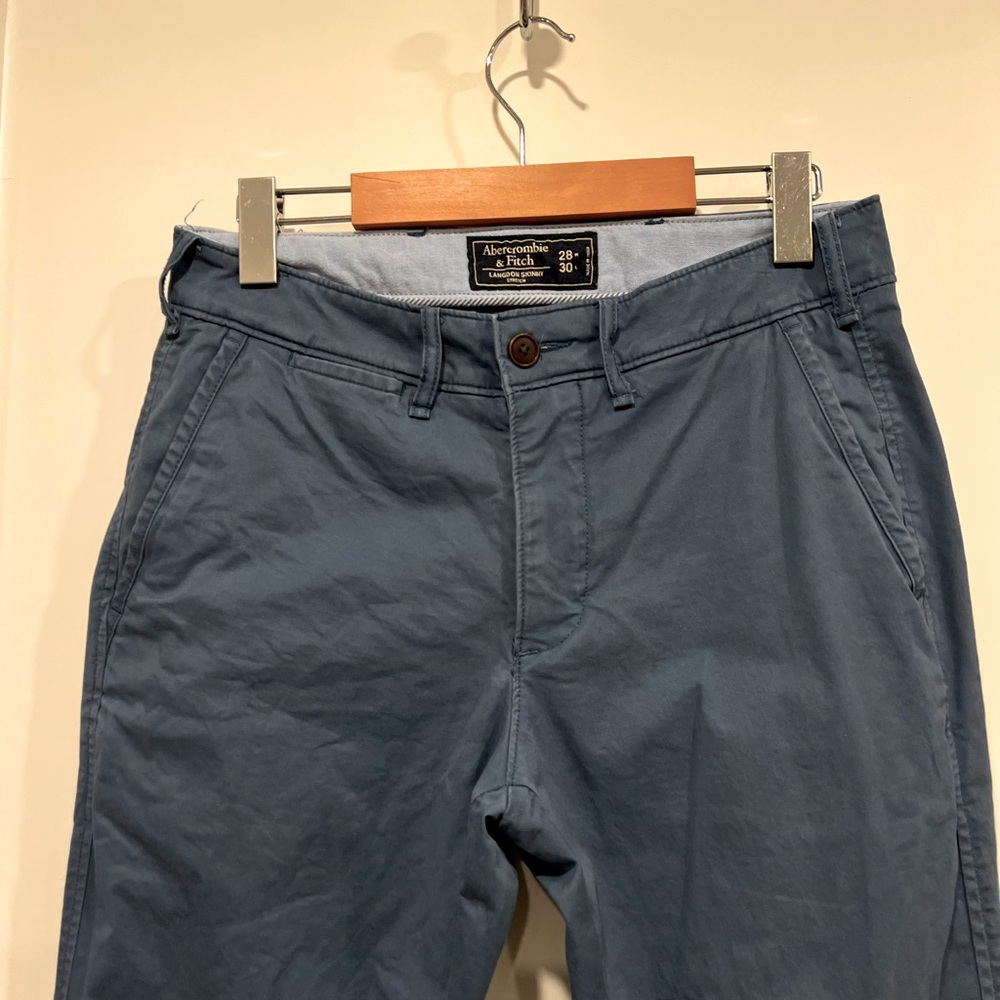 Abercrombie & Fitch Blue Chinos, Langdon Skinny Stretch Fit - Picture 3 of 15